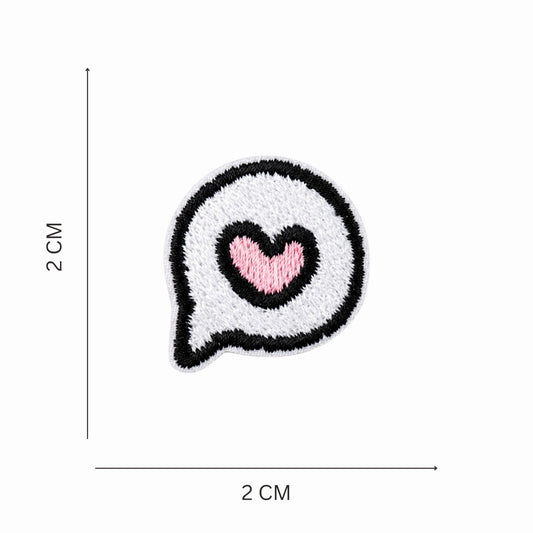 Mini Chat Bubble Heart Embroidered Iron-On Patch
