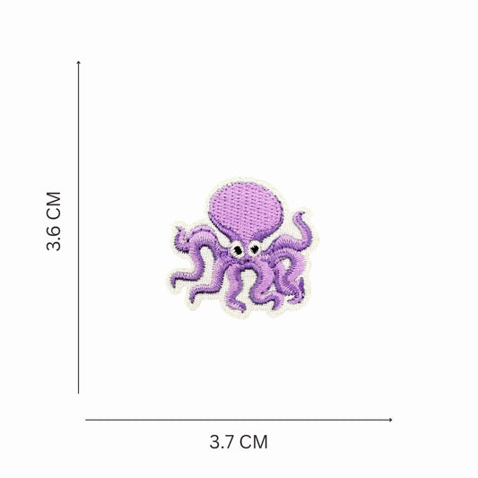 Mini Lavender Octopus Embroidered Iron On Patch