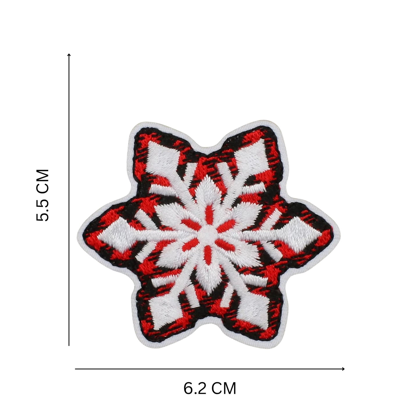 Christmas Iron-On Patches – Red & Green Plaid Embroidered Festive Designs