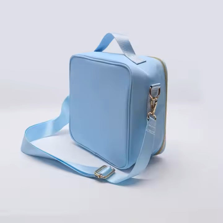 Kids’ Insulated Nylon Lunch Bag – Customizable with Patches & Fun Details ''Light Blue''