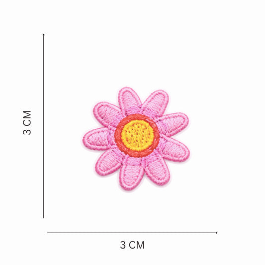 Mini Pink Daisy Embroidered Iron-On Patch