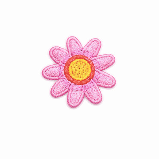 Mini Pink Daisy Embroidered Iron-On Patch