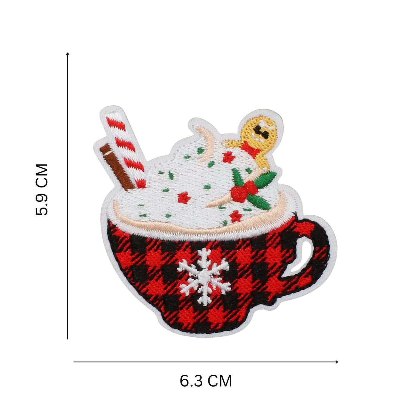 Christmas Iron-On Patches – Red & Green Plaid Embroidered Festive Designs