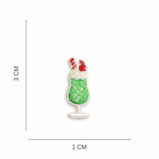 Mini Green Cocktail Embroidered Iron-On Patch