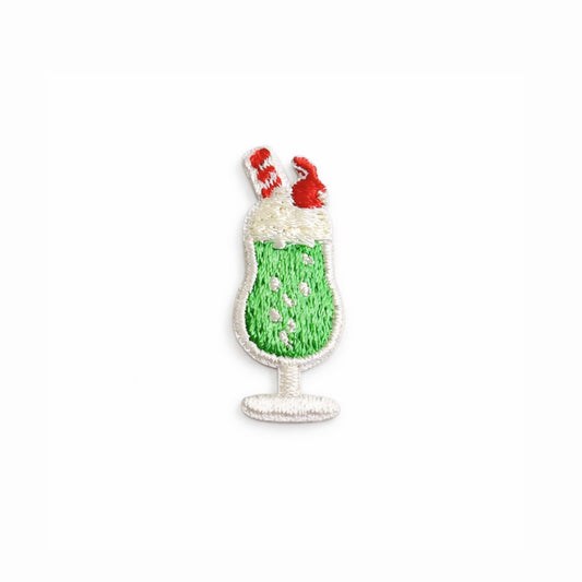 Mini Green Cocktail Embroidered Iron-On Patch