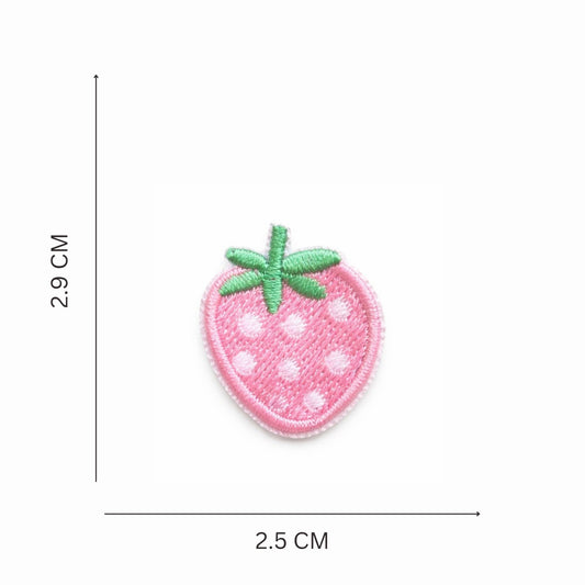 Mini Pink Strawberry Embroidered Iron-On Patch