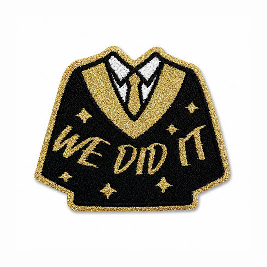 Graduation Celebration Iron On Patch Set - Black & Gold