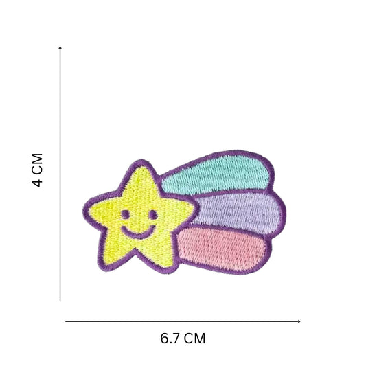 Happy Pastel Shooting Star Embroidered Iron On Patch for Bags Jackets and DIY Crafts