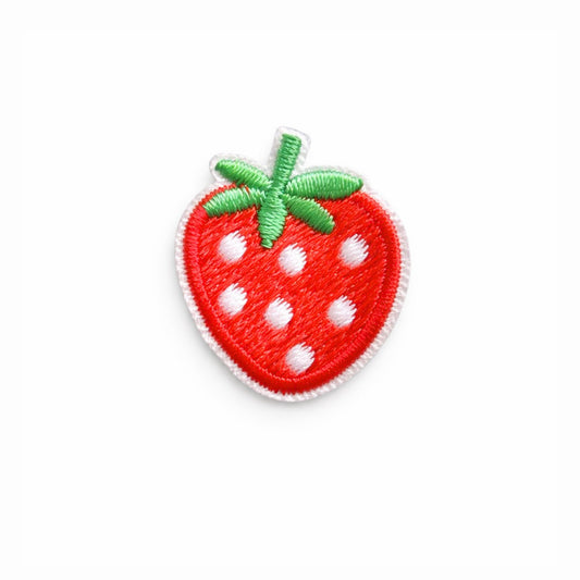 Mini Red Strawberry Embroidered Iron-On Patch