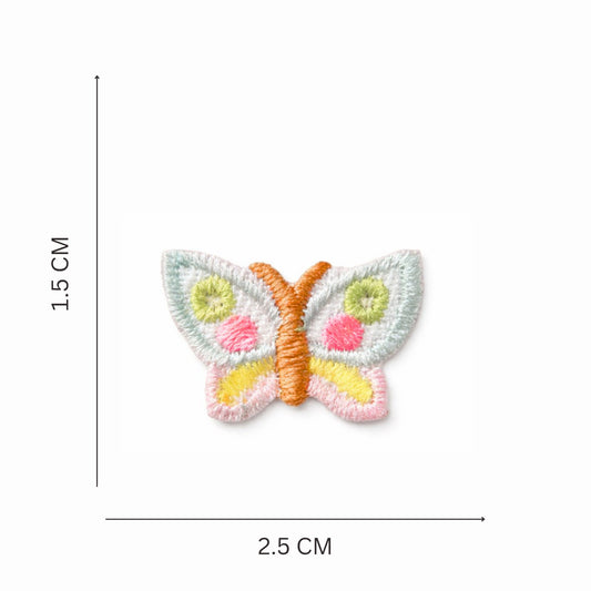 Mini Pastel Butterfly Embroidered Iron-On Patch (Mint, Pink & Yellow)