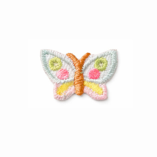 Mini Pastel Butterfly Embroidered Iron-On Patch (Mint, Pink & Yellow)