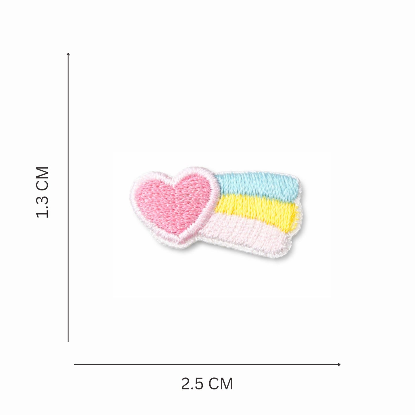 Mini Pastel Heart & Stripe Embroidered Iron-On Patch