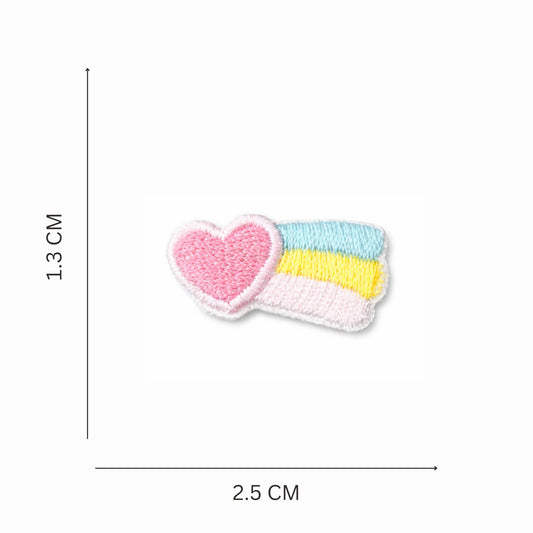 Mini Pastel Heart & Stripe Embroidered Iron-On Patch
