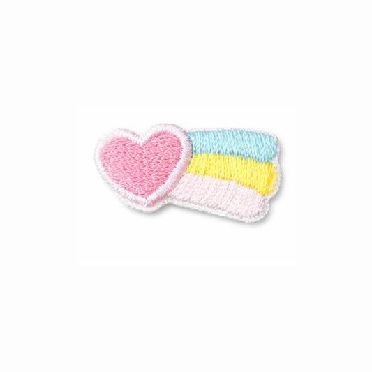 Mini Pastel Heart & Stripe Embroidered Iron-On Patch