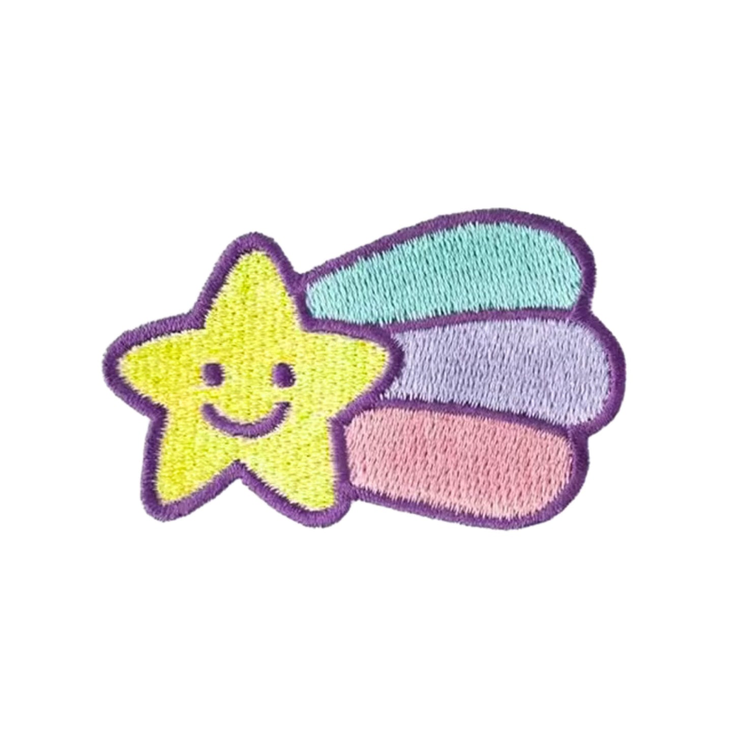 Happy Pastel Shooting Star Embroidered Iron On Patch