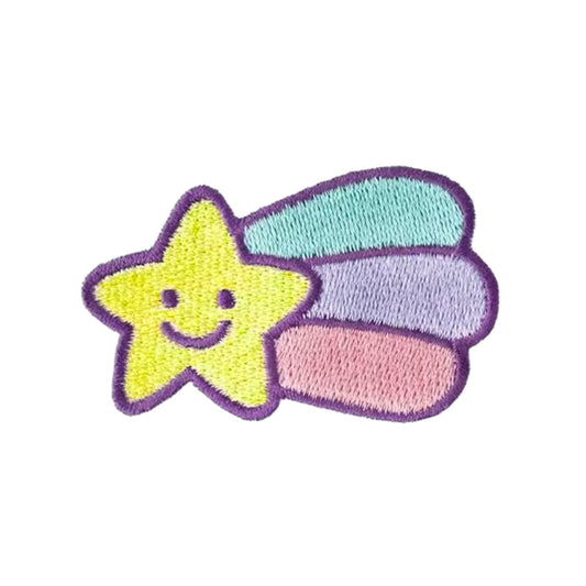Happy Pastel Shooting Star Embroidered Iron On Patch for Bags Jackets and DIY Crafts