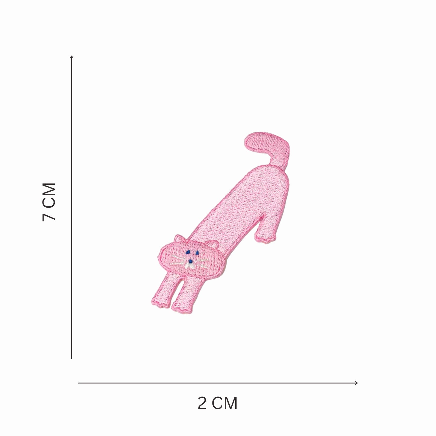 Mini Stretching Cat in Pink Embroidered Iron On Patch