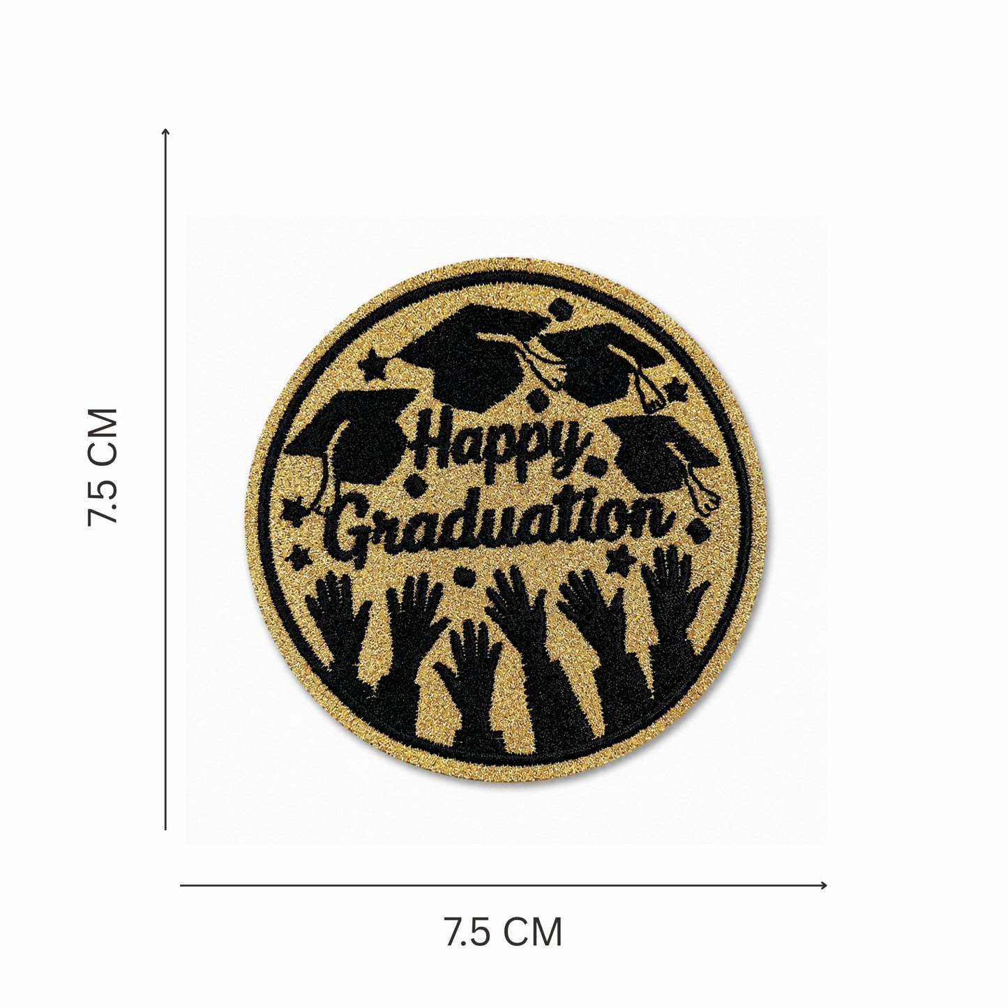Graduation Celebration Iron On Patch Set - Black & Gold