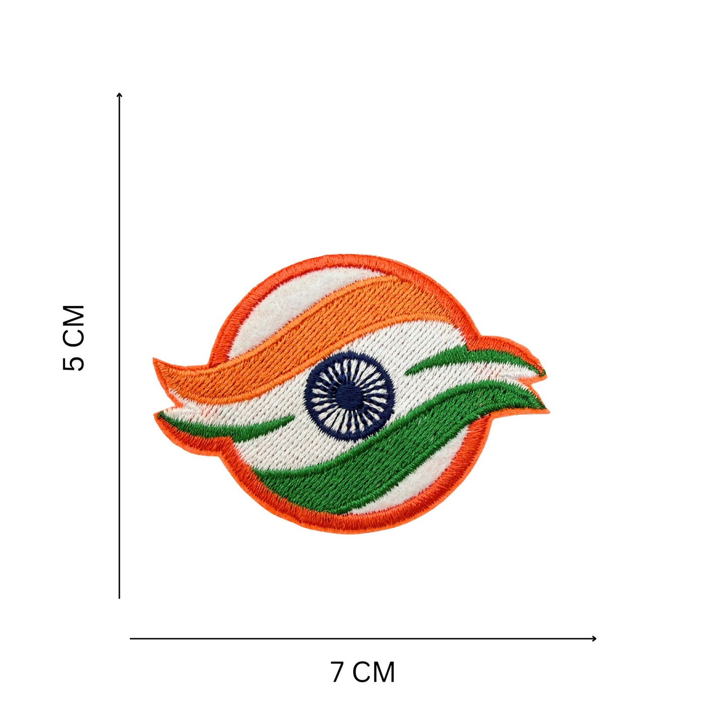 Indian Tricolor Embroidered Iron On Patch with Ashoka Chakra