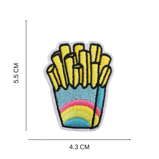 Iron-On Embroidery Patch Set – Yellow Sunglasses, French Fries & Stereo - Summer Vibes Collection