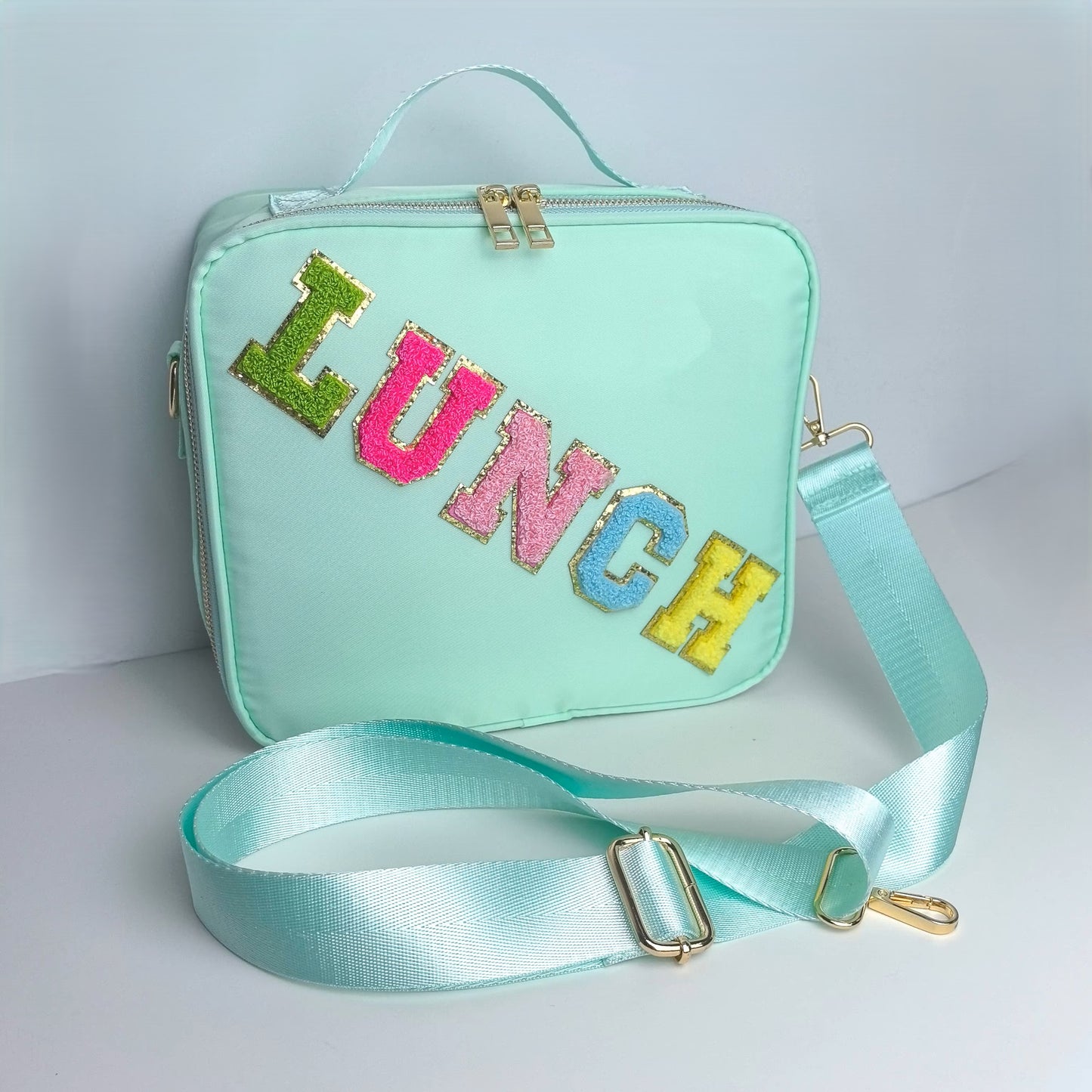 Kids’ Insulated Nylon Lunch Bag – Customizable with Patches & Fun Details ''Mint Green''
