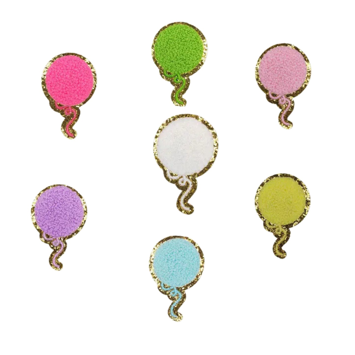 Balloon Shape Chenille Patch – Iron-On Glitter Applique for Jackets, Bags & Crafts