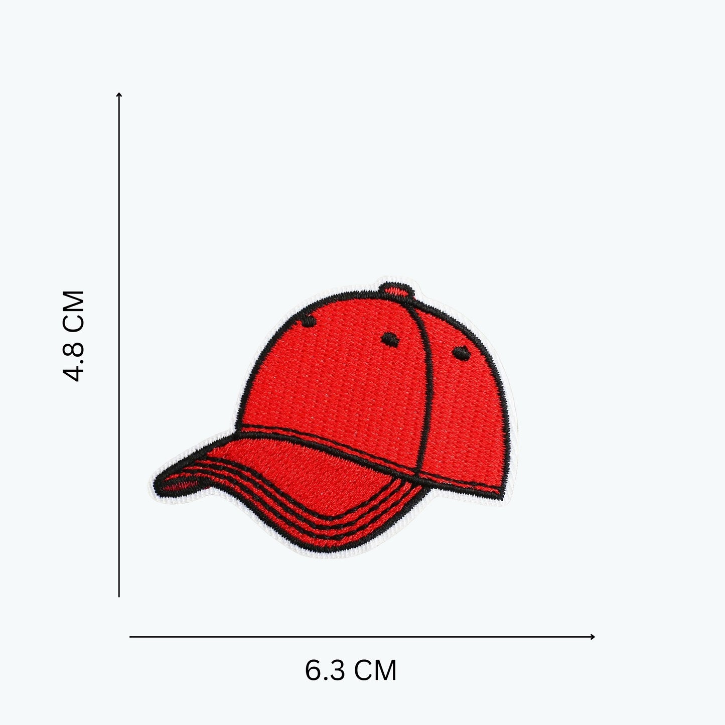 Red Embroidery Cap Patch 4.8x6.3 cm – Iron-On & Sew-On Durable Patch