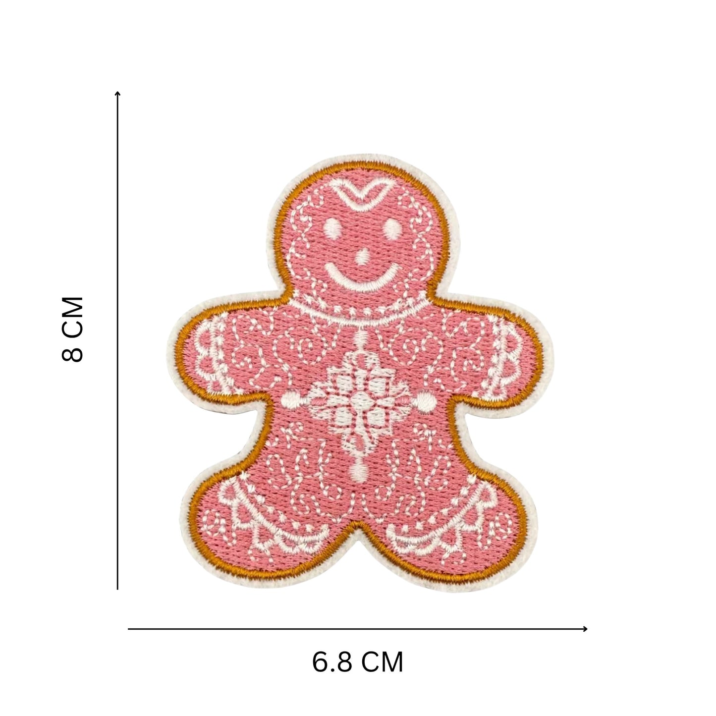Christmas Gingerbread Iron-On/Sew-On Patch – Pink