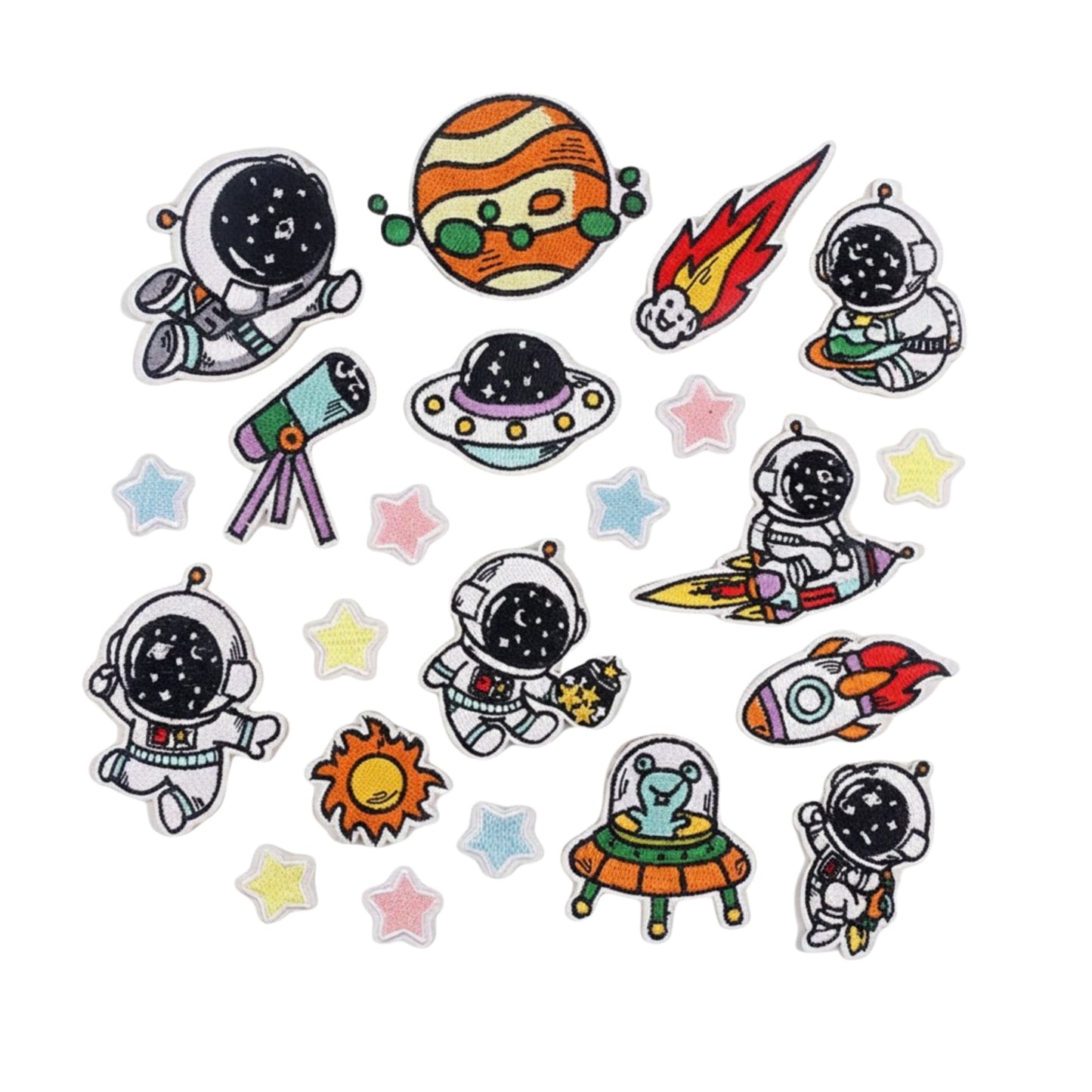 Galaxy Adventure Embroidered Iron On Patches - Pack Of 22