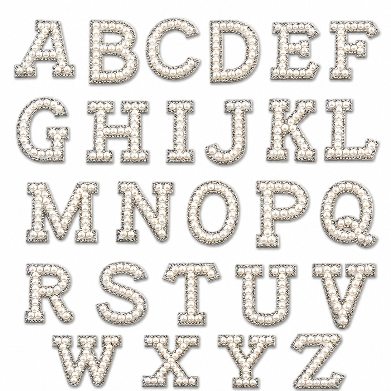Self-Adhesive Pearl Rhinestone Alphabet Patch Set