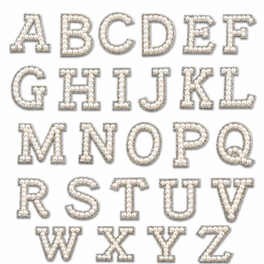 Self-Adhesive Pearl Rhinestone Alphabet Patch Set
