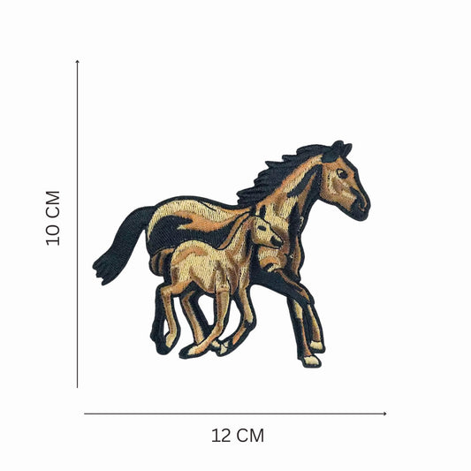 Horse & Foal Embroidered Iron On Patch