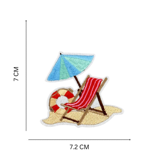 Beach Chair and Umbrella Embroidered Patch for Clothing and Accessories