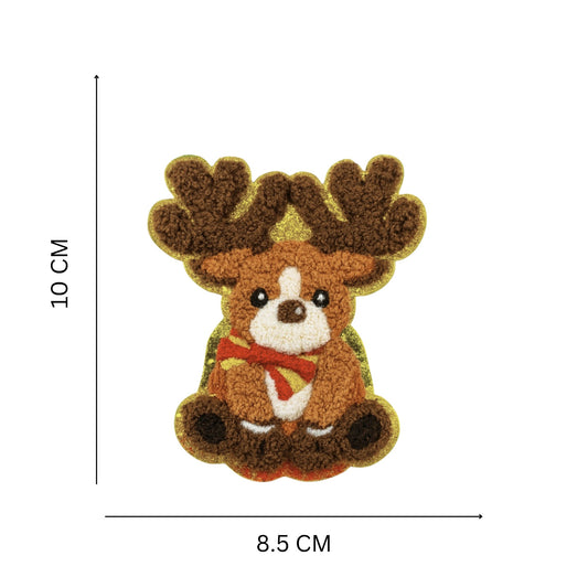 Christmas Reindeer  Chenille Iron On and Sew On Patch for Winter Customization