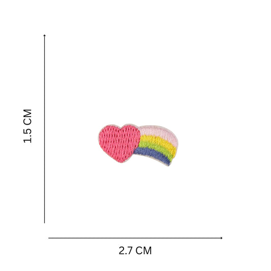 Heart & Rainbow Mini Embroidered Iron On Patch for Kids Accessories, Bag Tags & Jackets
