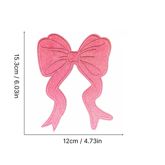 Iron-On/Sew-On Appliqué Glitter Bow Patch 15.3 cm in height and 12 cm in length