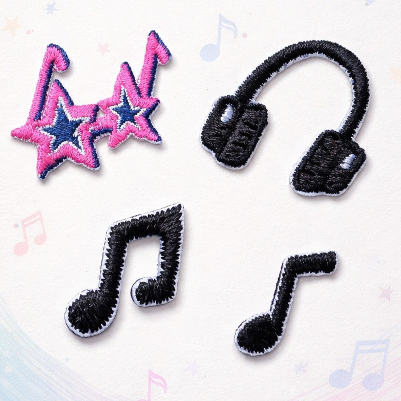 Mini Music Vibes Embroidered Iron-On Patch Set