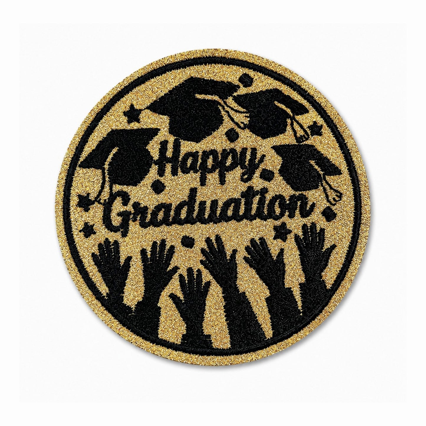 Graduation Celebration Iron On Patch Set - Black & Gold