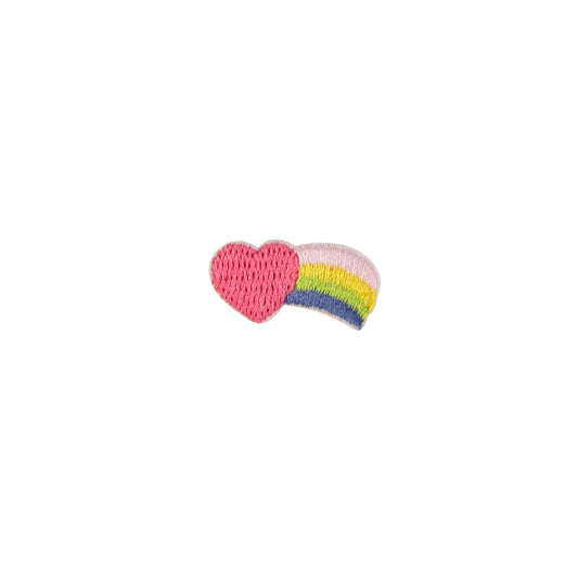 Heart & Rainbow Mini Embroidered Iron On Patch for Kids Accessories, Bag Tags & Jackets