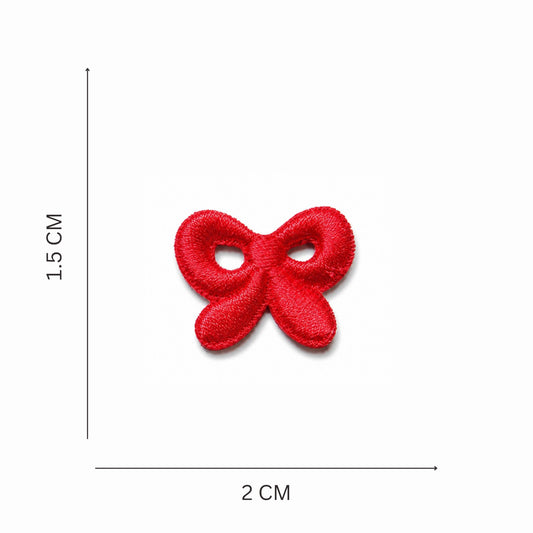 Mini Red Bow Embroidered Iron On Patch