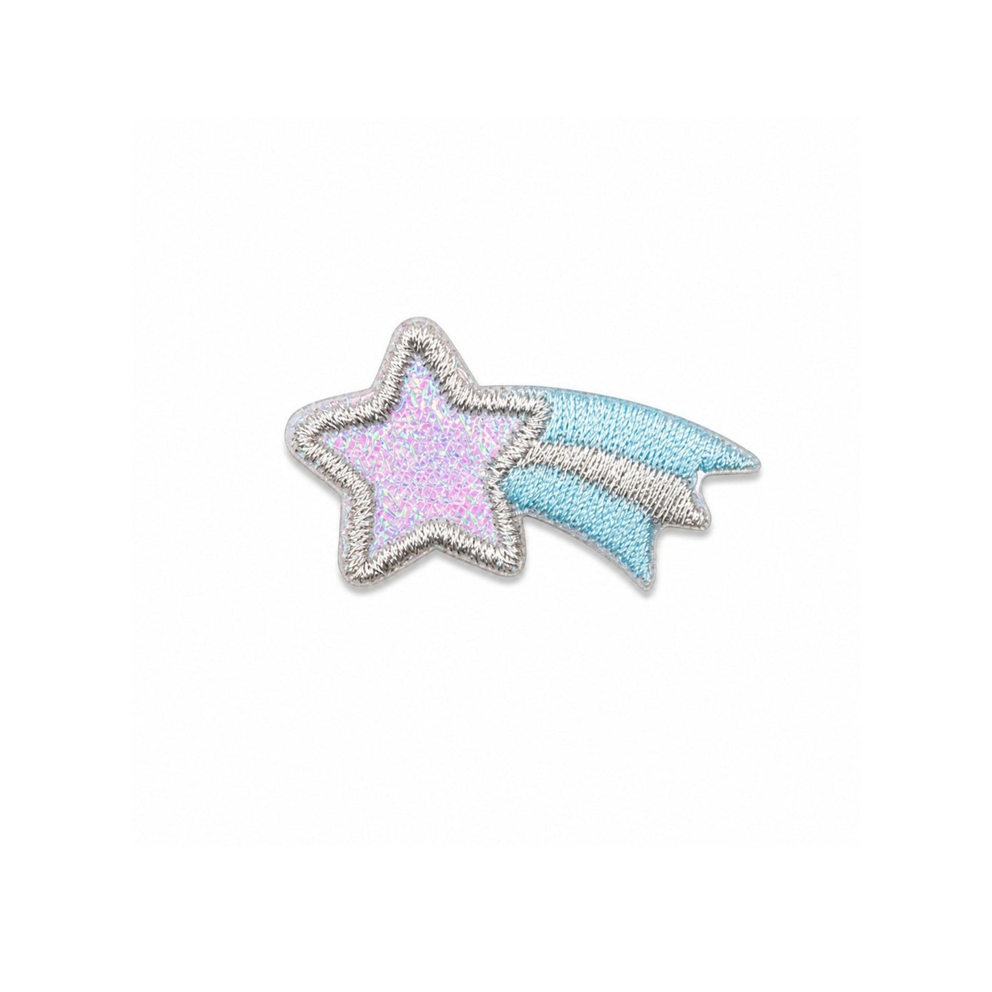 Shooting Star Embroidered Mini Iron On Patch - Blue