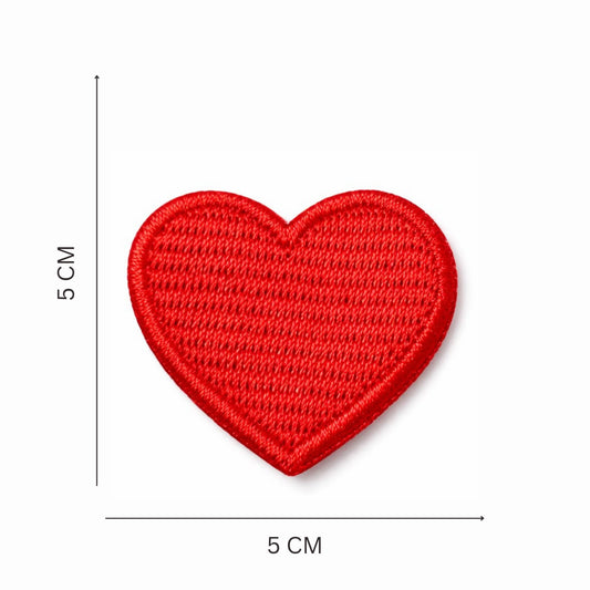 Premium Red Heart Embroidered Iron On Patch Set in Three Sizes