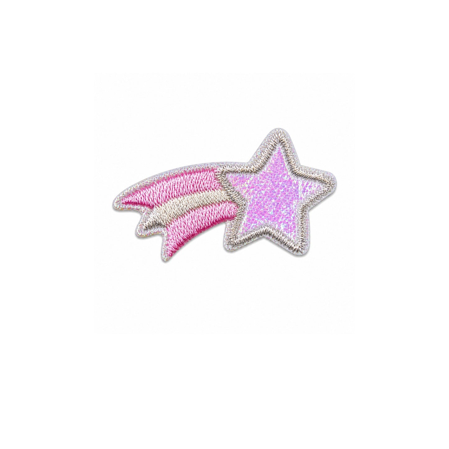 Shooting Star Embroidered Mini Iron On Patch - Pink