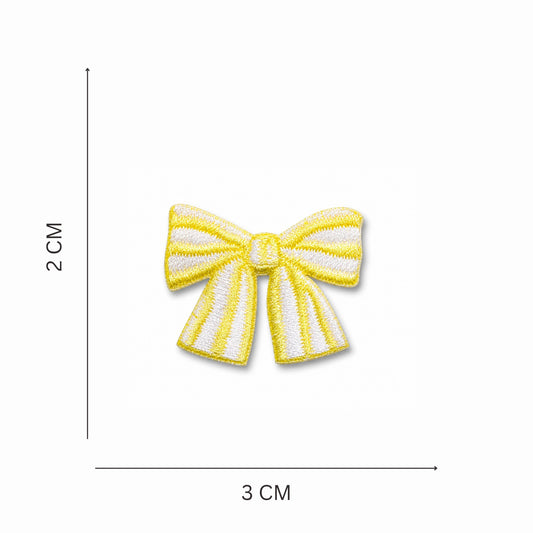 Yellow Striped Bow Mini Stick On Patch