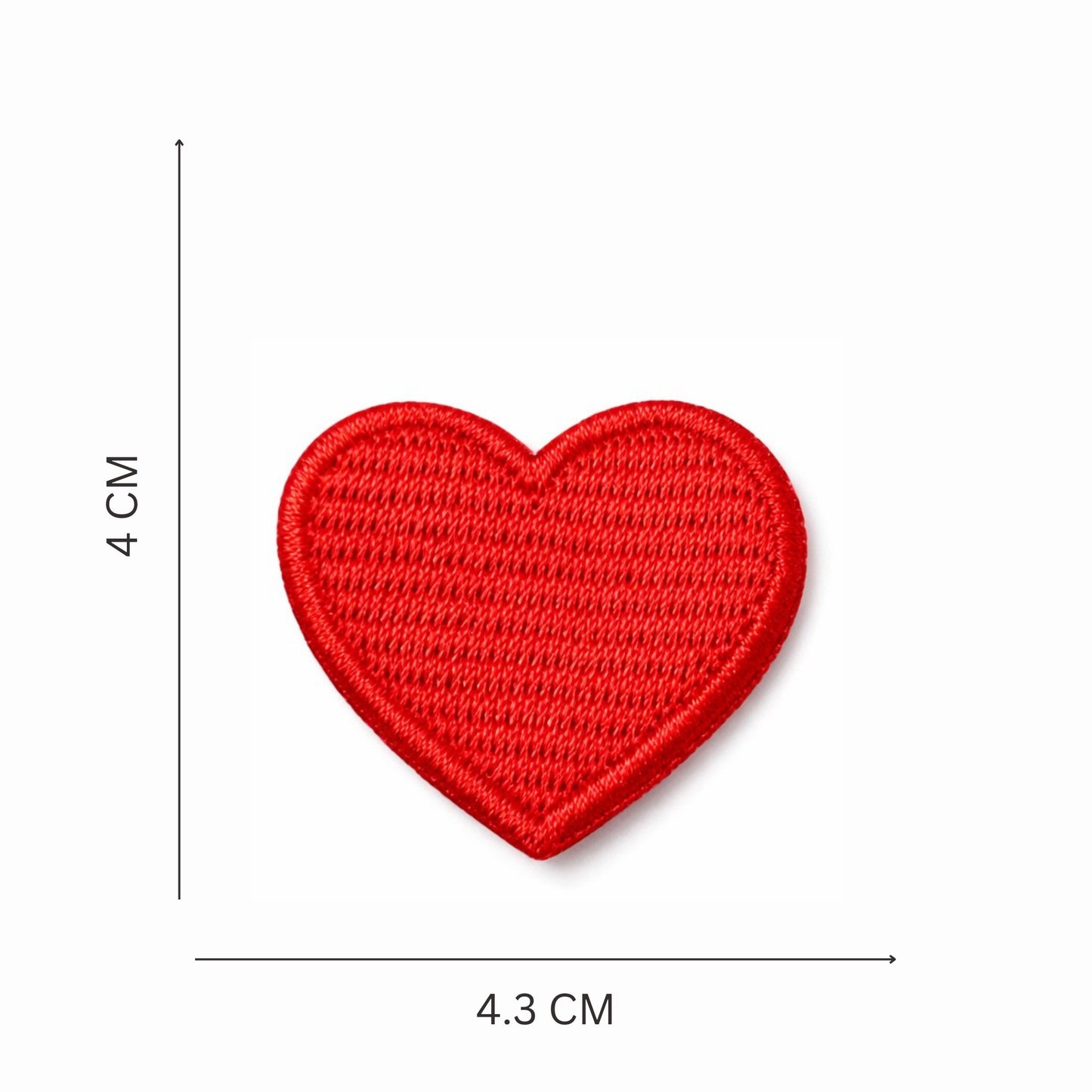 Premium Red Heart Embroidered Iron On Patch Set in Three Sizes