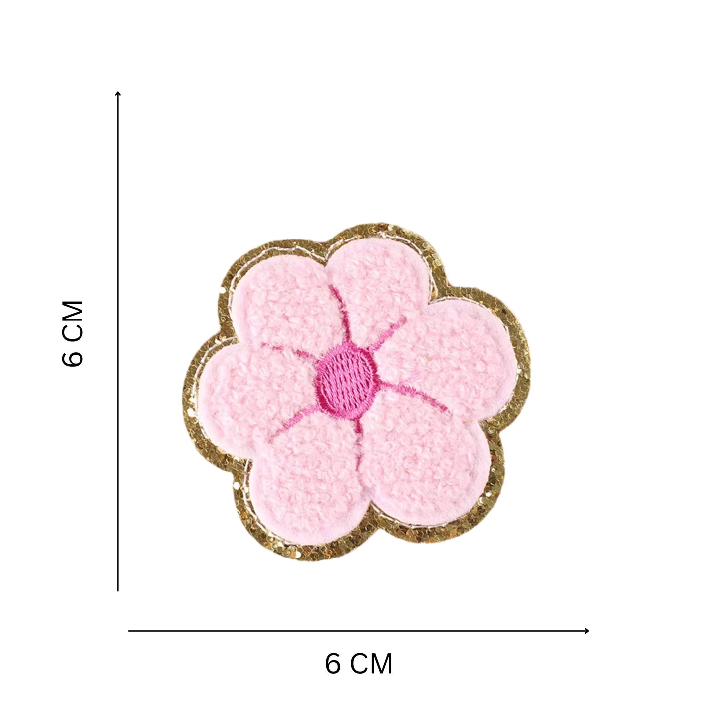 Pink Chenille Flower Iron On Patch