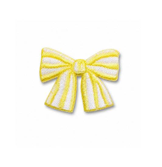 Yellow Striped Bow Mini Stick On Patch