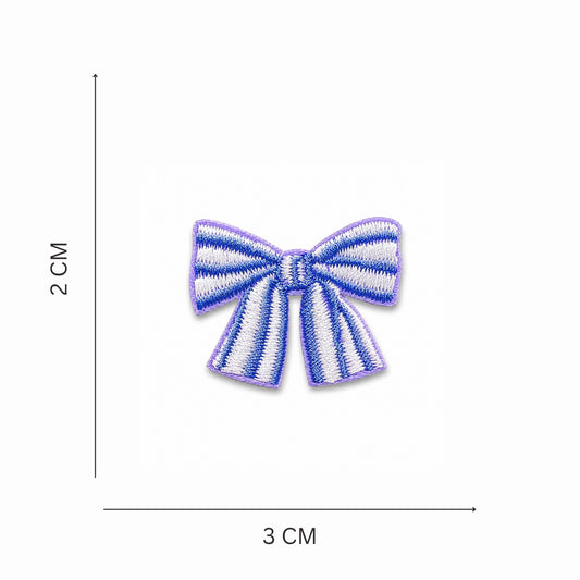 Blue Striped Bow Mini Stick On Patch