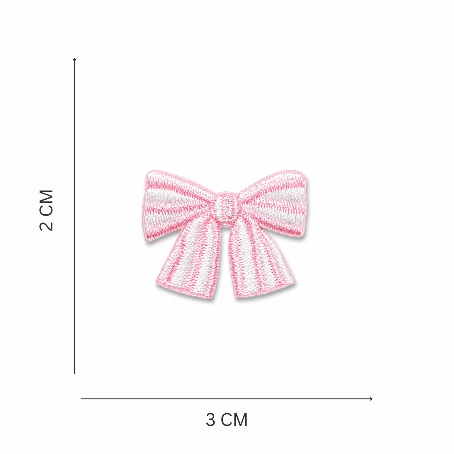 Pink Striped Bow Mini Stick On Patch