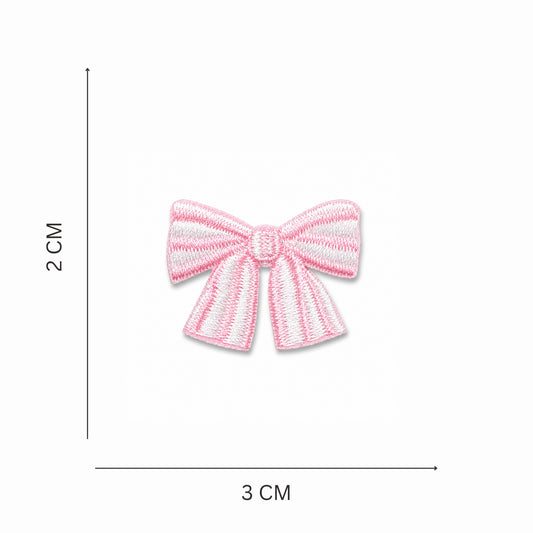 Pink Striped Bow Mini Stick On Patch